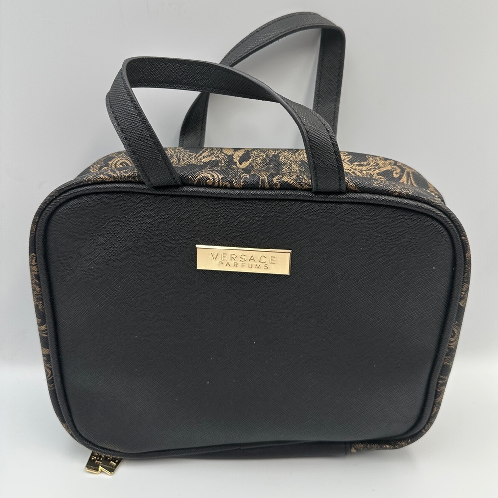 Versace Parfums Black Gold Baroque Cosmetic Case Toiletry Bag Travel Bag